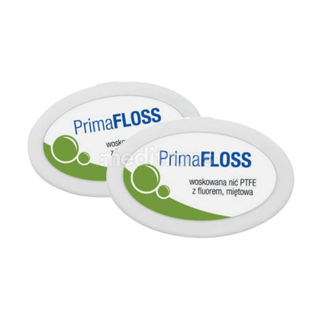 Nić dentystyczna PrimaFLOSS woskowana z fluorem miętowa PTFE