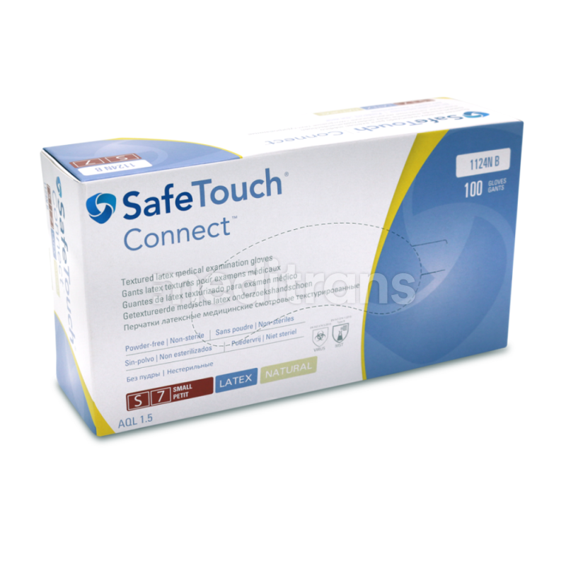 Rękawice lateksowe SafeTouch Connect bezpudrowe Natural