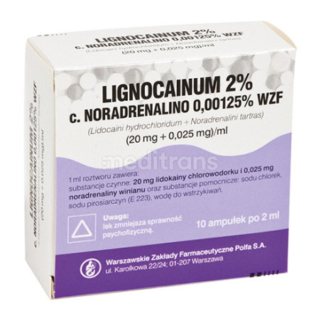 Lignocainum hydroch 2%z noradrenaliną 0,00125%